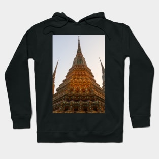 Low angle view of a Buddha stupa reaching symmetrical in the clear sky. Hoodie